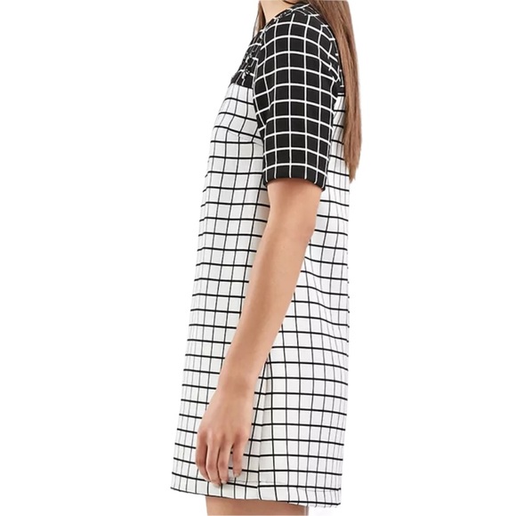 NWT Foxiedox Anthropologie Grid Patterned Rhinestone Rayon Shift Tunic Dress - S - Picture 3 of 15